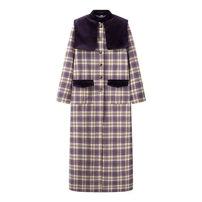 Trench de Cuadros con Corte Largo para Mujer | Ideal para Uso Diario u Ocasiones Variadas