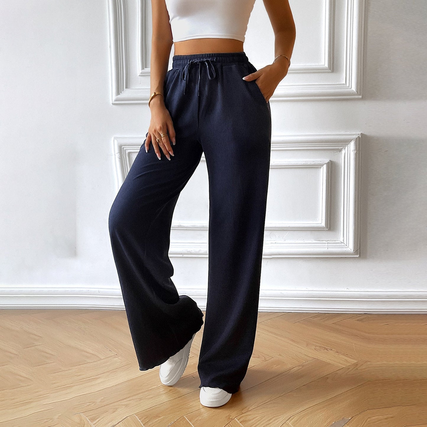 Pantalón Amplio Con Cintura Ajustable Y Piernas Anchas Para Mujer | Ideal Para Uso Diario