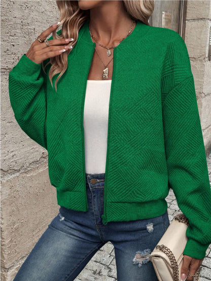 Chaqueta Con Cremallera Frontal Y Corte Holgado Para Mujer | Ideal Para Uso Diario O Entretiempo