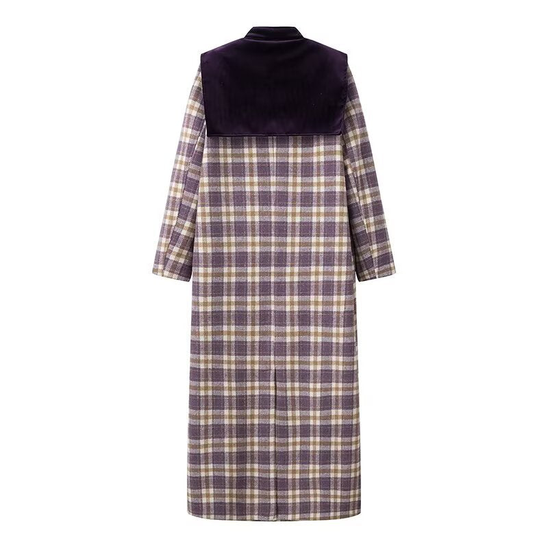 Trench de Cuadros con Corte Largo para Mujer | Ideal para Uso Diario u Ocasiones Variadas