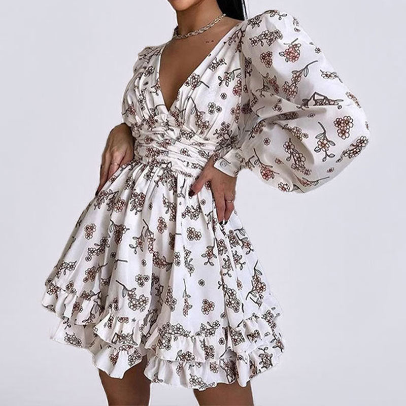 Vestido Corto Con Escote En V Y Estampado Floral Para Mujer | Ideal Para Uso Diario Y Eventos