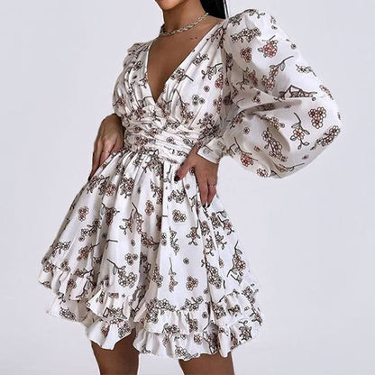 Vestido Corto Con Escote En V Y Estampado Floral Para Mujer | Ideal Para Uso Diario Y Eventos