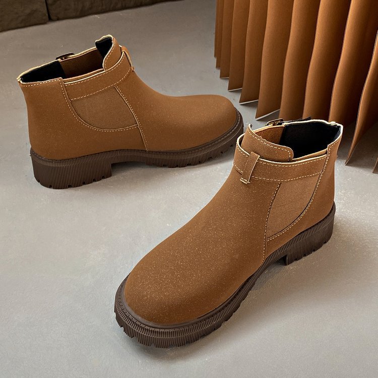 Botines de Invierno con Punta Redonda y Hebilla Decorativa para Mujer | Ideal para Invierno