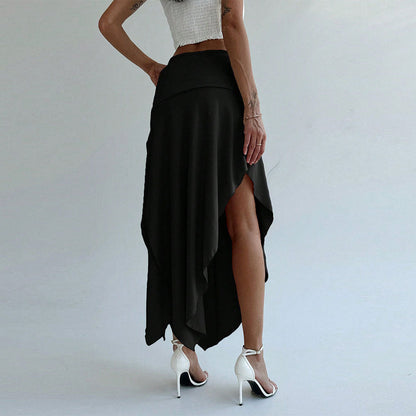Falda Midi de Cintura Fruncida con Bajo Asimétrico para Mujer | Ideal para Uso Diario o Eventos Planificados