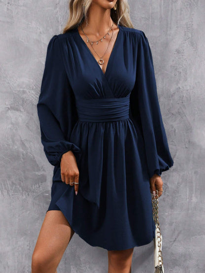 Vestido con Corte Cruzado y Longitud a la Rodilla para Mujer | Ideal para Trabajo y Eventos