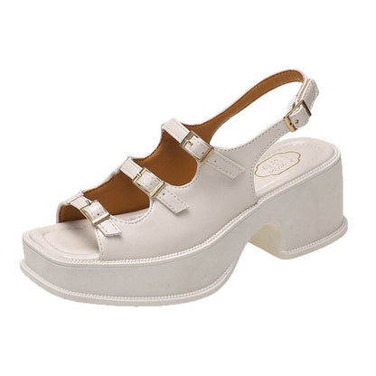 Sandalias Plataforma Con Tacón Bloque Y Correas Ajustables Para Mujer | Ideales Para Uso Diario Y Diferentes Ocasiones