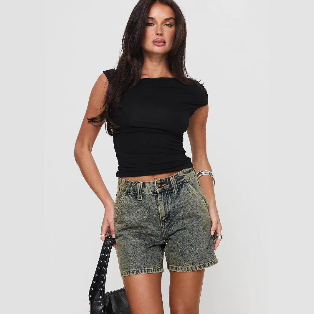 Short Con Tiro Alto Y Corte Relajado Para Uso Diario Para Mujer | Ideal Para Temporadas Cálidas