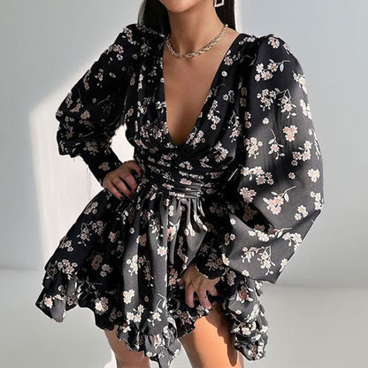 Vestido Corto Con Escote En V Y Estampado Floral Para Mujer | Ideal Para Uso Diario Y Eventos