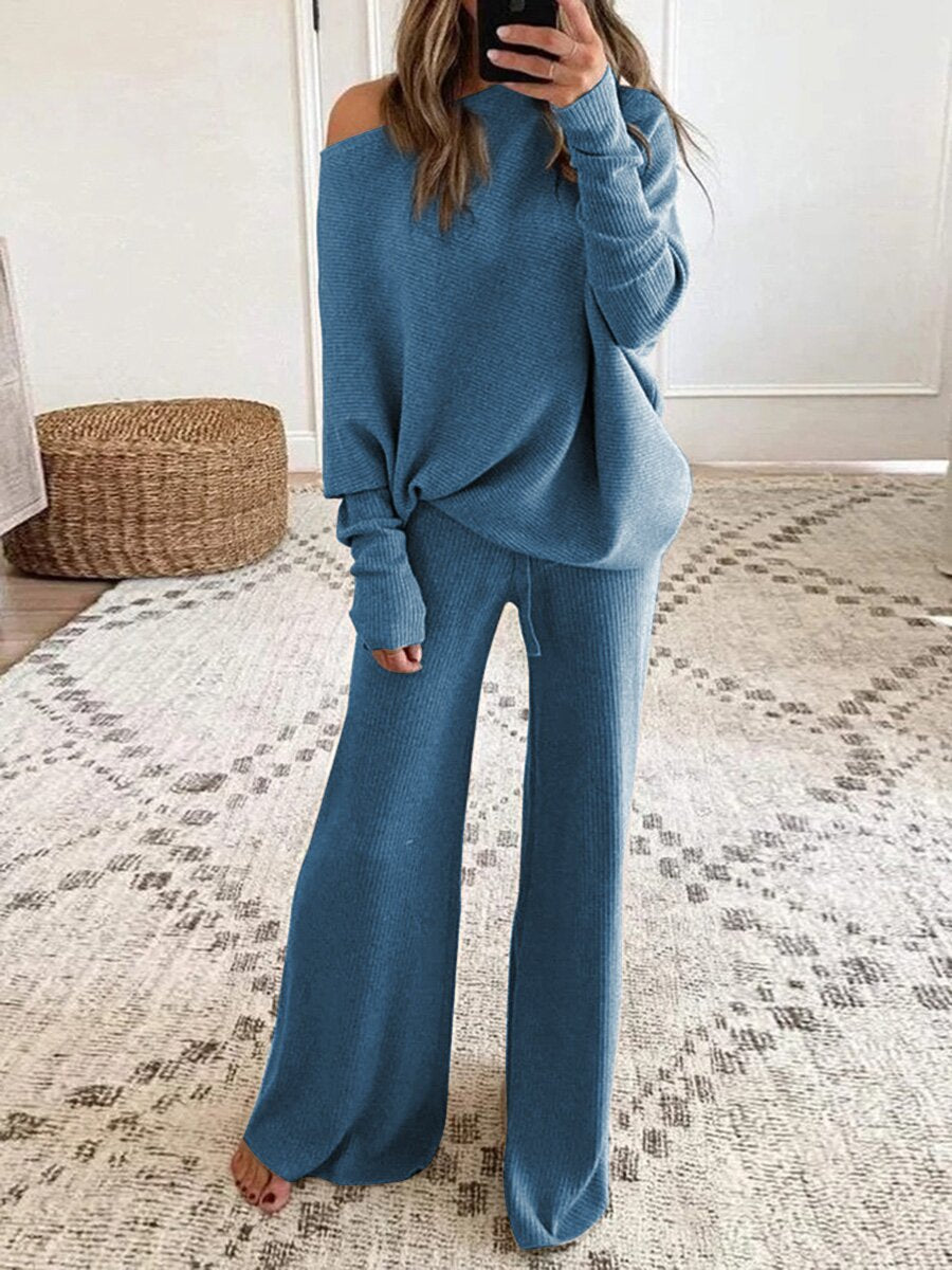Conjunto de Dos Piezas con Top Off-Shoulder y Prenda a Juego para Mujer | Ideal para Uso Diario o Salidas Informales