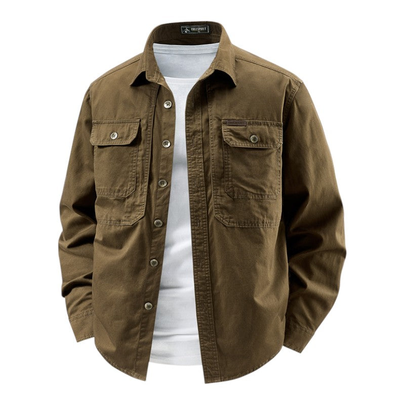 Camisa Con Cierre Abotonado Y Bolsillos En El Pecho Para Hombre | Ideal Para Uso Diario