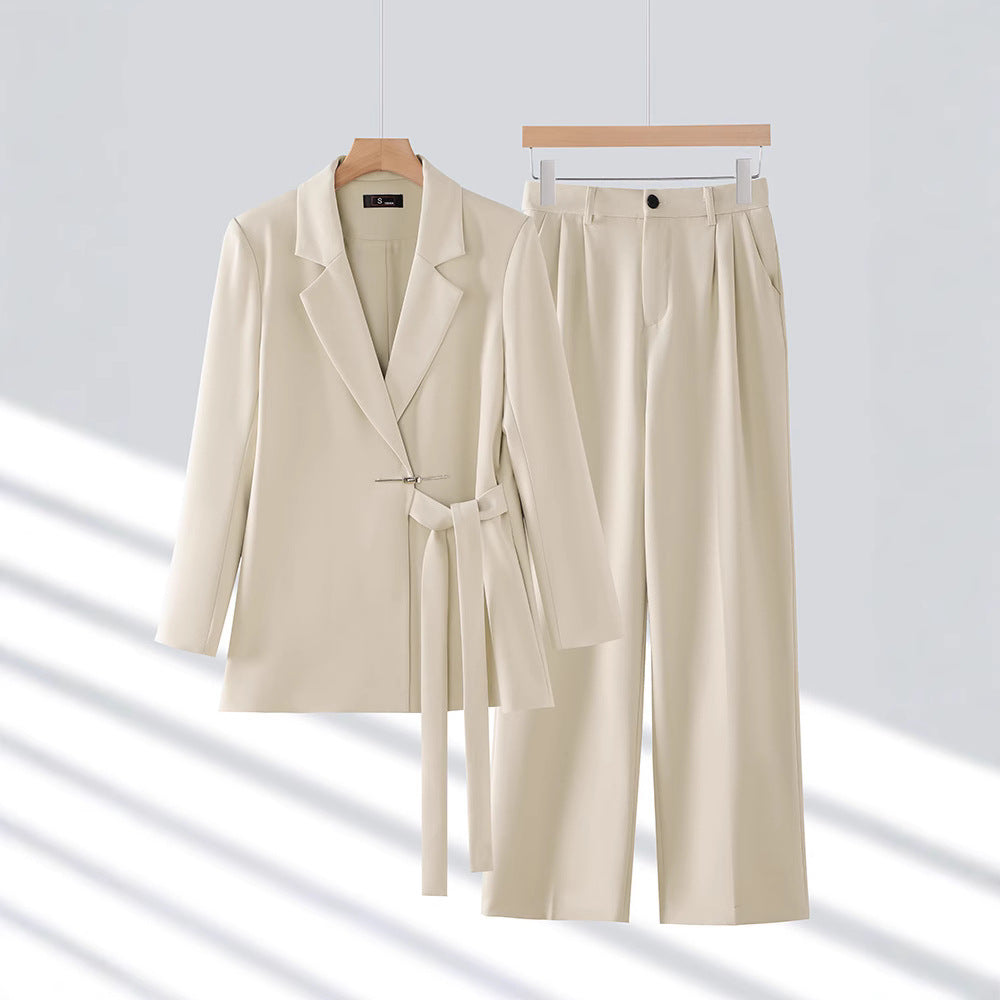 Conjunto De Blazer Y Pantalón De Dos Piezas Con Cintura Alta Para Mujer | Ideal Para Uso Diario Y Oficina