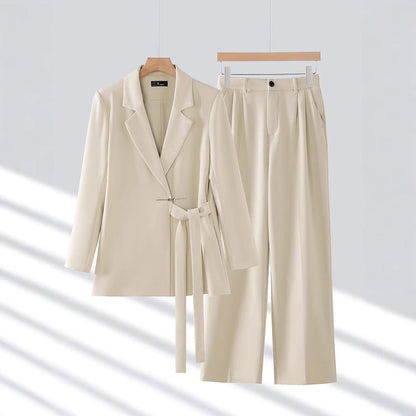 Conjunto de Dos Piezas con Blazer de Corte Estructurado y Pantalón Ancho para Mujer | Ideal para Uso Profesional y Formal