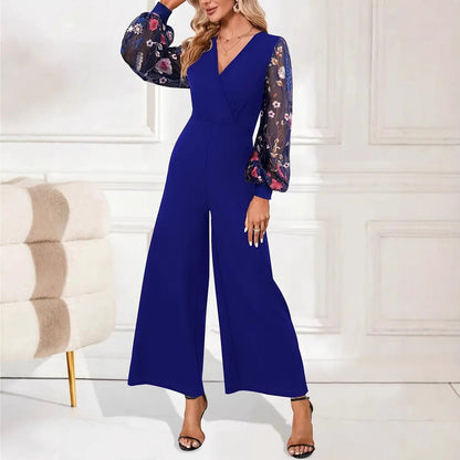Mono Con Cuello En V Y Mangas De Encaje Para Mujer | Ideal Para Eventos Y Ocasiones Formales