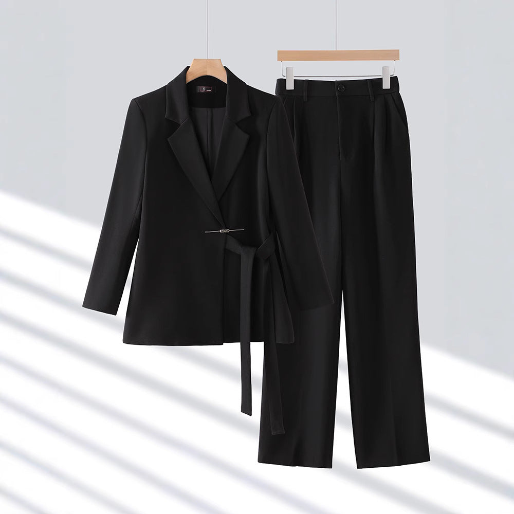 Conjunto de Dos Piezas con Blazer de Corte Estructurado y Pantalón Ancho para Mujer | Ideal para Uso Profesional y Formal