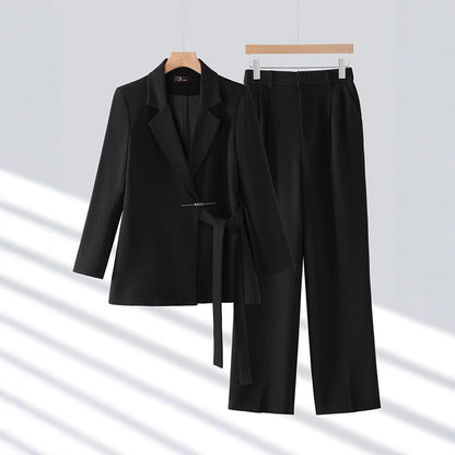 Conjunto de Dos Piezas con Blazer de Corte Estructurado y Pantalón Ancho para Mujer | Ideal para Uso Profesional y Formal