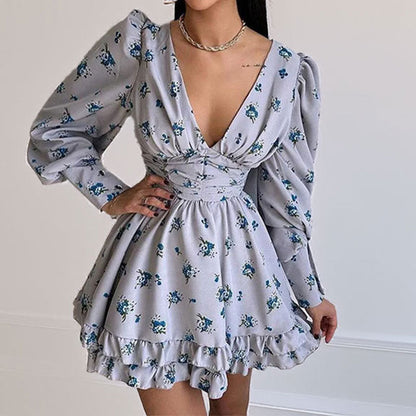 Vestido Corto Con Escote En V Y Estampado Floral Para Mujer | Ideal Para Uso Diario Y Eventos