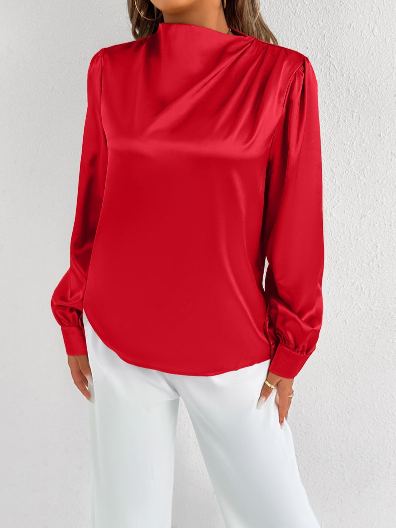 Blusa de Cuello Alto con Manga Larga para Mujer | Ideal para Uso Profesional y Formal