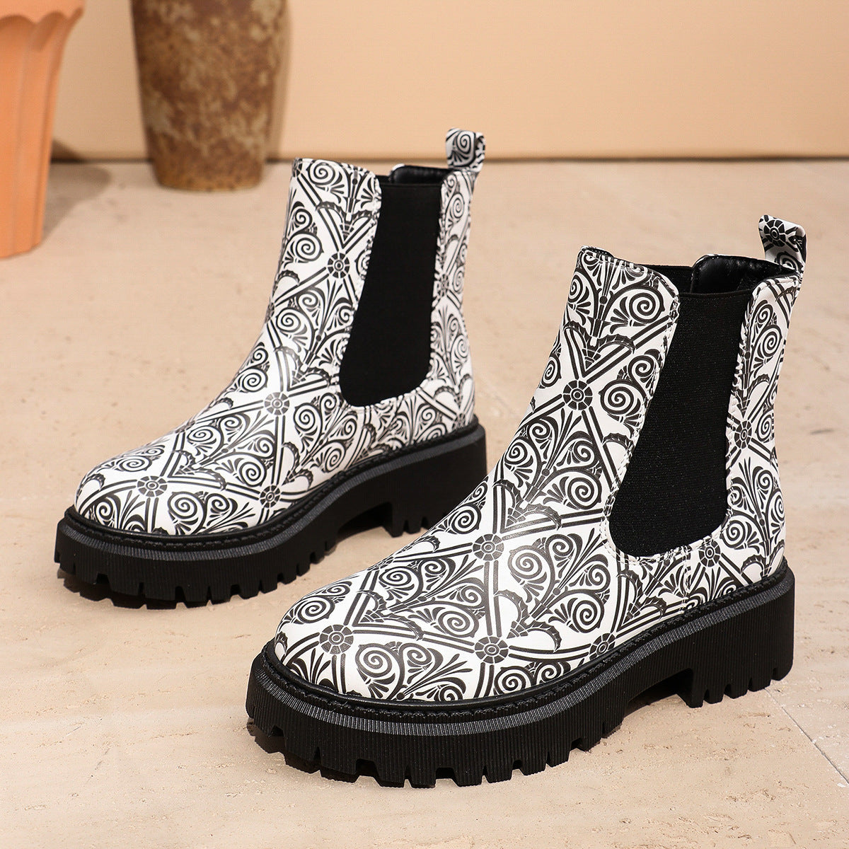 Botas Chelsea de Invierno con Patrón Estructurado para Mujer | Ideal para Invierno