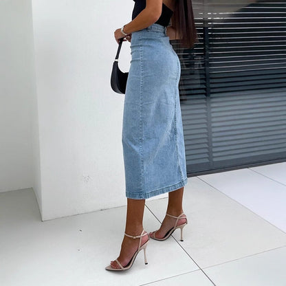 Falda Midi con Fenda Lateral y Detalles de Botones para Mujer | Ideal para Uso Diario o Profesional