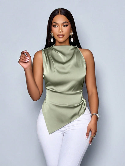 Top Sin Mangas Con Cuello Alto Y Corte Slim Fit Para Mujer | Ideal Para Uso Diario Y Ocasiones Variadas