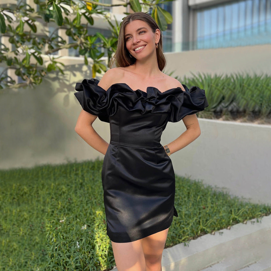 Vestido Mini Off-Shoulder Con Volantes Voluminosos Para Mujer | Ideal Para Eventos Y Salidas