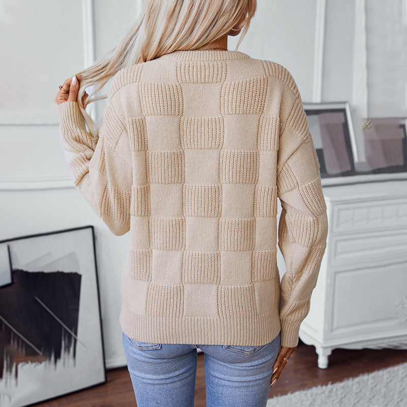 Jersey Con Motivo De Cuadros Y Corte Holgado Para Mujer | Ideal Para Uso Diario Y Desplazamientos