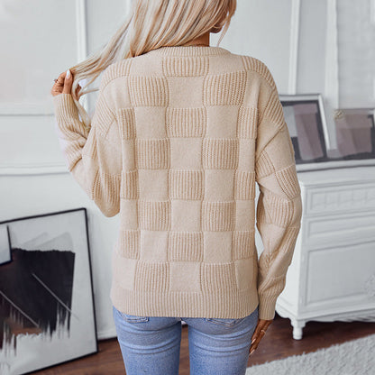 Jersey Con Motivo De Cuadros Y Corte Holgado Para Mujer | Ideal Para Uso Diario Y Desplazamientos
