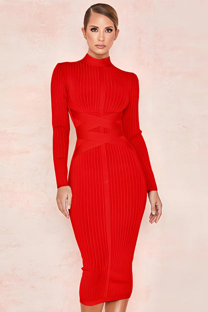 Vestido Midi Con Cuello Alto Para Mujer | Ideal Para Uso Diario Y Ocasiones