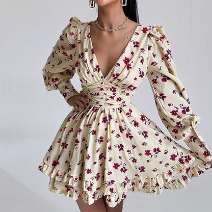 Vestido Corto Con Escote En V Y Estampado Floral Para Mujer | Ideal Para Uso Diario Y Eventos