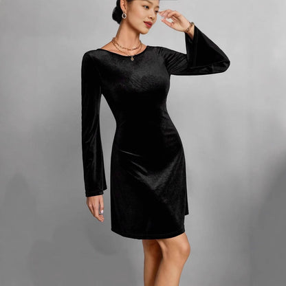 Vestido Midi de Corte Recto con Mangas Largas para Mujer | Ideal para Uso Diario y Eventos