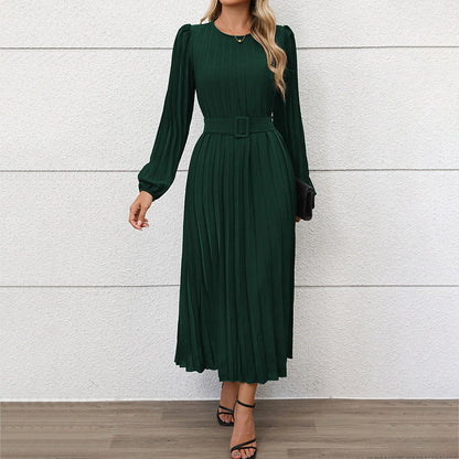 Vestido Midi con Cintura Ceñida y Mangas Ligeramente Abullonadas para Mujer | Ideal para Ceremonias y Ocasiones Especiales