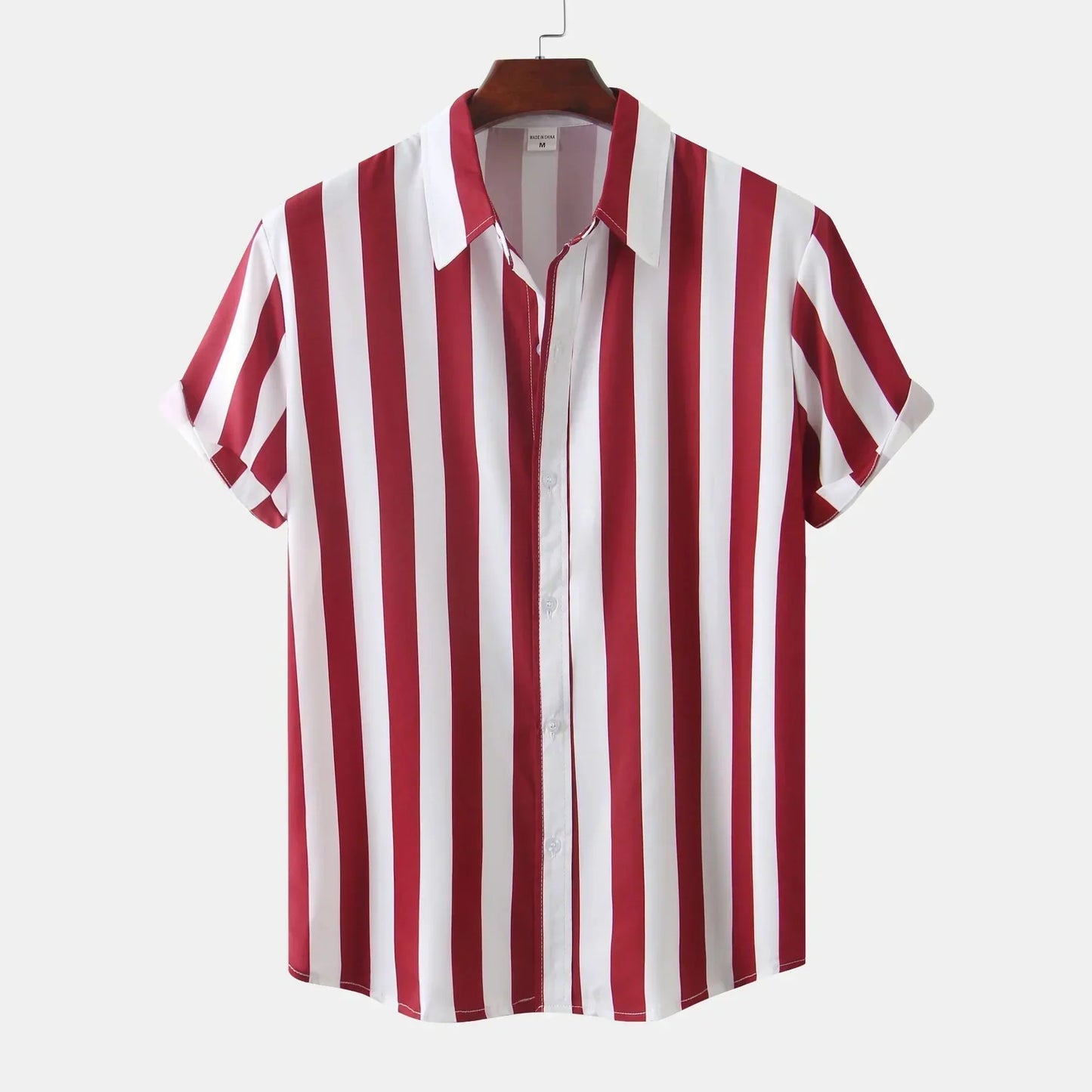 Camisa de Rayas Verticales en Blanco y Negro con Cuello Clásico para Hombre | Ideal para Uso Diario e Informal