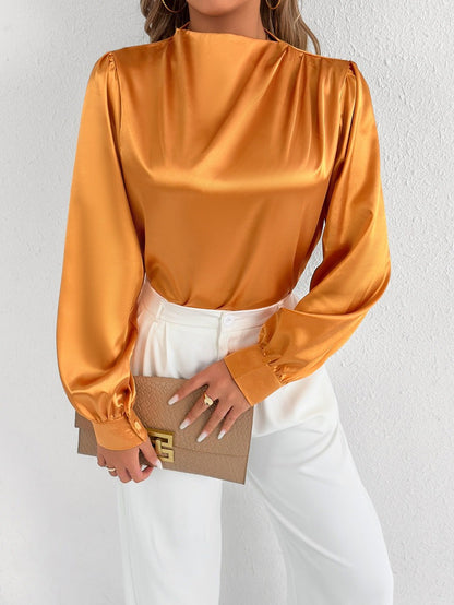 Blusa de Cuello Alto con Manga Larga para Mujer | Ideal para Uso Profesional y Formal