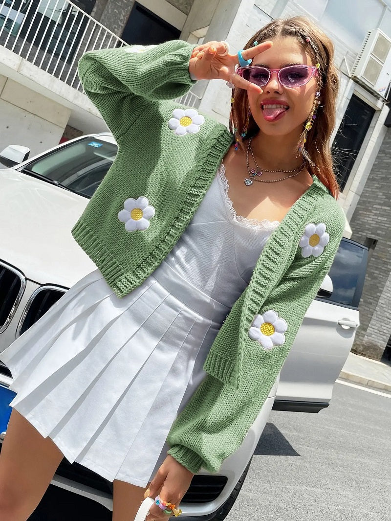 Cárdigan con Mangas Lanterna y Estampado Floral para Mujer | Ideal para Superposiciones Ligera