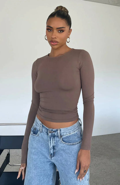 Top Con Diseño Simple Y Manga Larga Para Mujer | Ideal Para Uso Diario Y Profesional