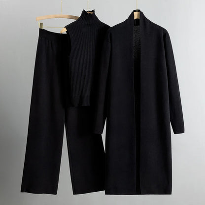 Conjunto Tres Piezas Para Mujer: Top, Pantalón y Abrigo Largo | Ideal Para Ocasiones Formales