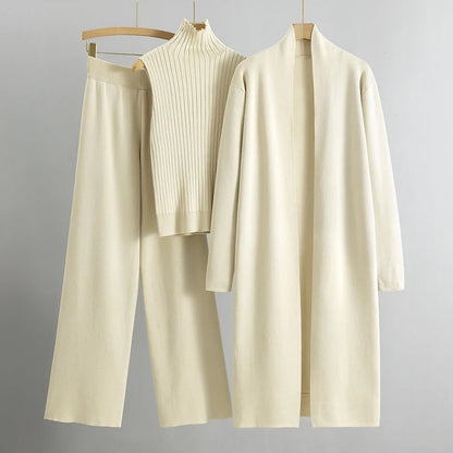 Conjunto Tres Piezas Para Mujer: Top, Pantalón y Abrigo Largo | Ideal Para Ocasiones Formales