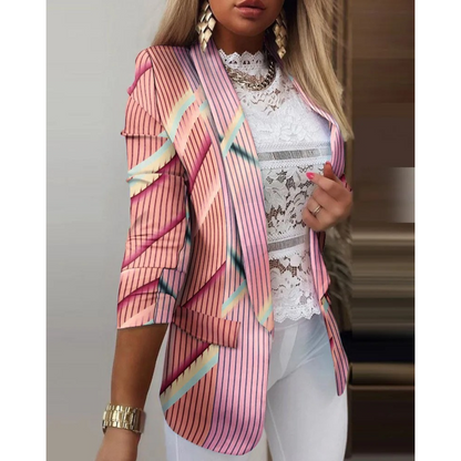 Blazer con Solapas y Motivo Estampado para Personas Adultas | Ideal para Uso Profesional e Informal