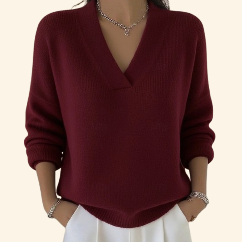 Jersey De Manga Larga Con Escote En V Para Mujer | Ideal Para Uso Diario Y Superposición