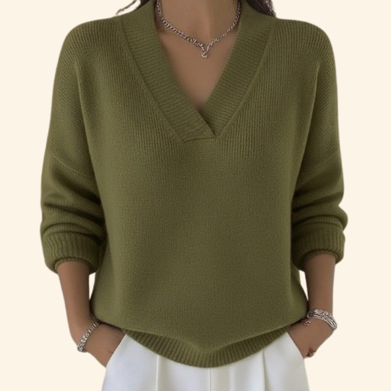 Jersey De Manga Larga Con Escote En V Para Mujer | Ideal Para Uso Diario Y Superposición
