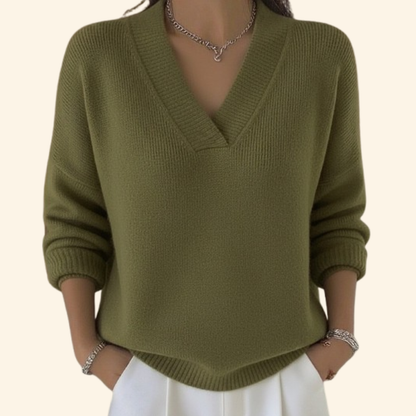 Jersey De Manga Larga Con Escote En V Para Mujer | Ideal Para Uso Diario Y Superposición