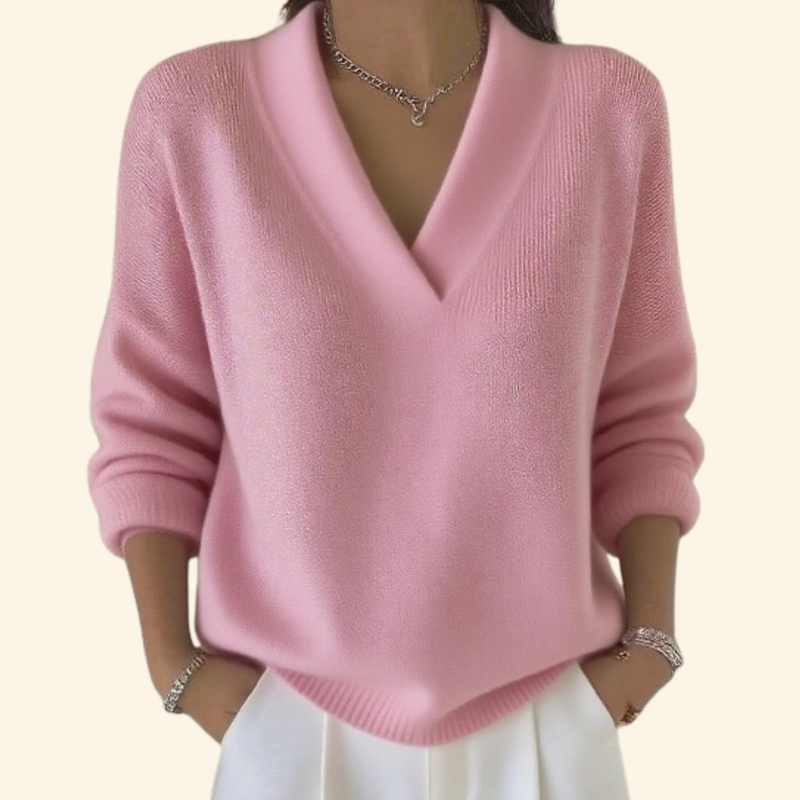 Jersey De Manga Larga Con Escote En V Para Mujer | Ideal Para Uso Diario Y Superposición