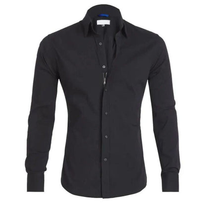Camisa de Manga Larga Slim Fit con Motivo Liso para Hombre | Ideal para Uso Diario y Semi-Formal