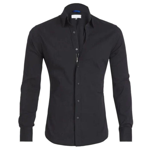 Camisa Slim Fit De Manga Larga Con Cierre De Botones Para Hombre | Ideal Para Uso Diario Y Actividades Informales