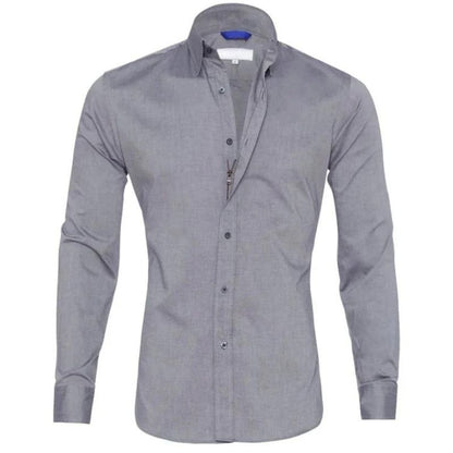 Camisa Slim Fit De Manga Larga Con Cierre De Botones Para Hombre | Ideal Para Uso Diario Y Actividades Informales