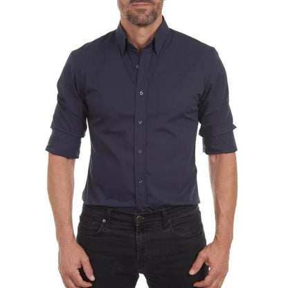 Camisa Slim Fit De Manga Larga Con Cierre De Botones Para Hombre | Ideal Para Uso Diario Y Actividades Informales