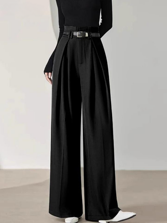 Pantalón De Pierna Ancha Con Cintura Alta Para Mujer | Ideal Para Uso Diario