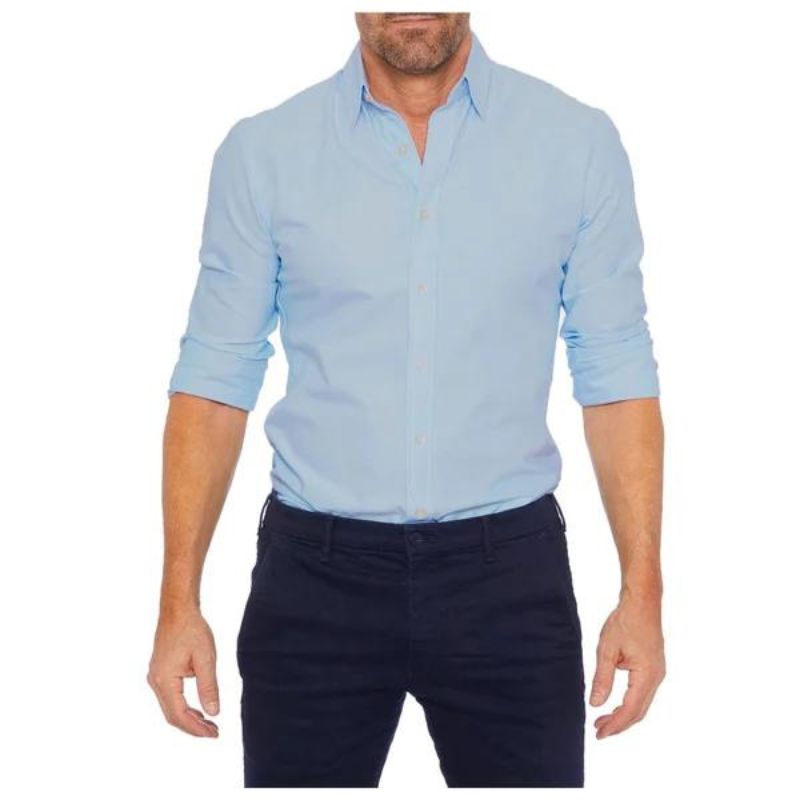 Camisa Slim Fit De Manga Larga Con Cierre De Botones Para Hombre | Ideal Para Uso Diario Y Actividades Informales