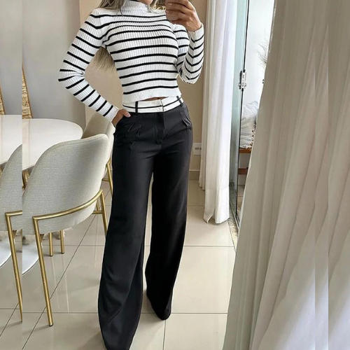 Conjunto De Dos Piezas Con Top Y Pantalón Para Mujer | Ideal Para Uso Diario Y Eventos