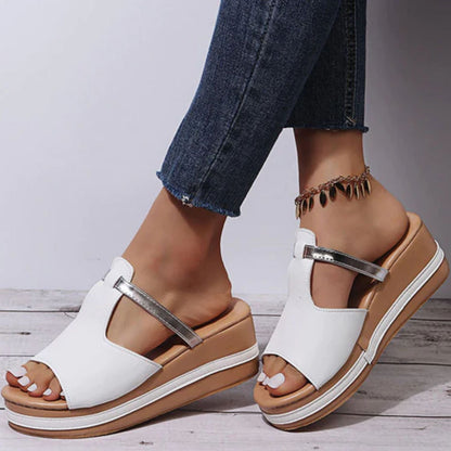 Sandalias Compensadas con Punta Abierta para Mujer | Ideales para Uso Diario en Climas Cálidos